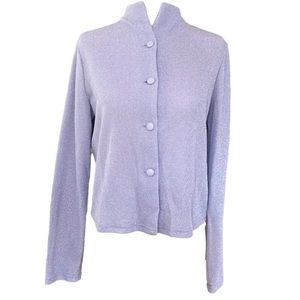 Jessica McClintock Millennium Vintage Deadstock Y2K Purple Metallic Sweater Sm